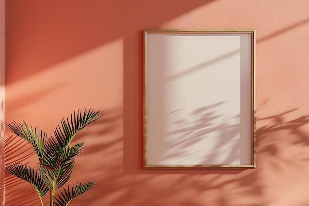 empty frame on wall with peach interior