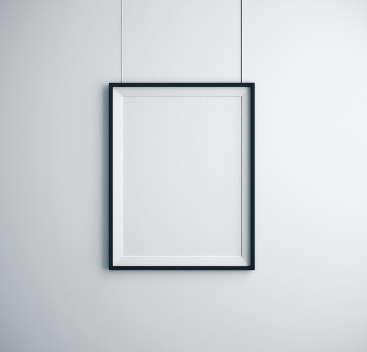 Photo empty frame on white wall in room