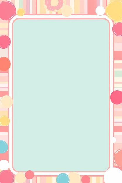 an empty frame with colorful polka dots on a striped background