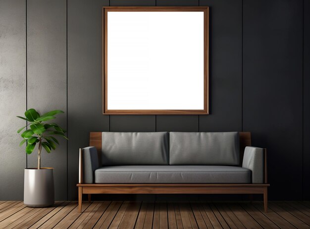 An empty framed picture in living room