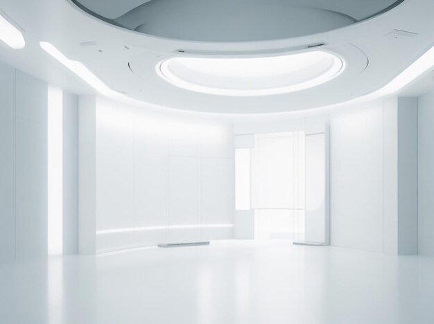 写真 美しいデザインの白い色の空っぽの未来的な部屋