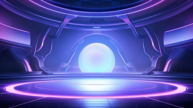 empty futuristic space ship deck background