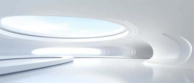 Empty futuristic white room with copy space for presentation product