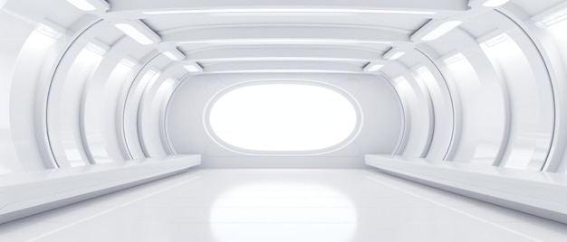 Empty futuristic white room with copy space for presentation product