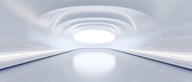 Empty futuristic white room with copy space for presentation product