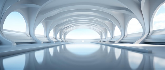 Empty futuristic white room with copy space for presentation product