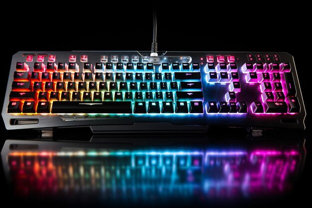 Empty gaming romm with rgb professional keyboard