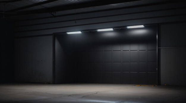 Пустой гаражный автосалон с освещением для автомобильной фотографии Макет или иллюстрация