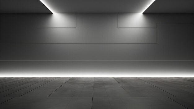 Photo empty geometrical room in silver colors with beautiful lighting futuristic background