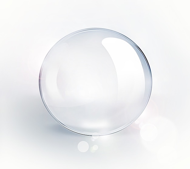 Palla di vetro vuota su sfondo chiaro