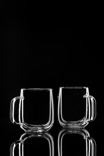 Empty glass on a black background