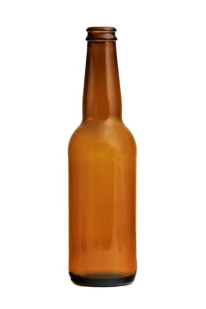 Empty glass bottle for beer, wine or spirits.