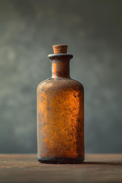 Photo an empty glass bottle is on the table