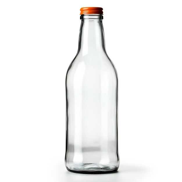 Empty glass bottle isolated on white background