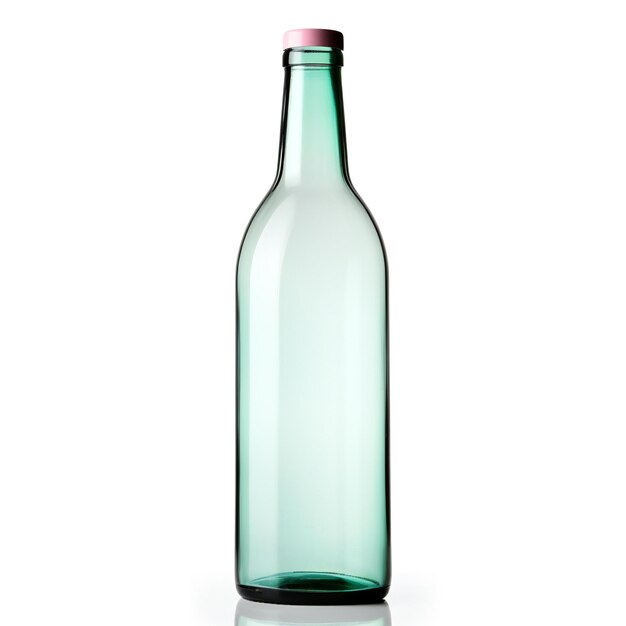 Empty glass bottle isolated on white background