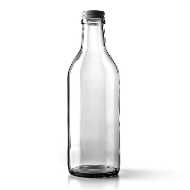 Empty glass bottle isolated on white background