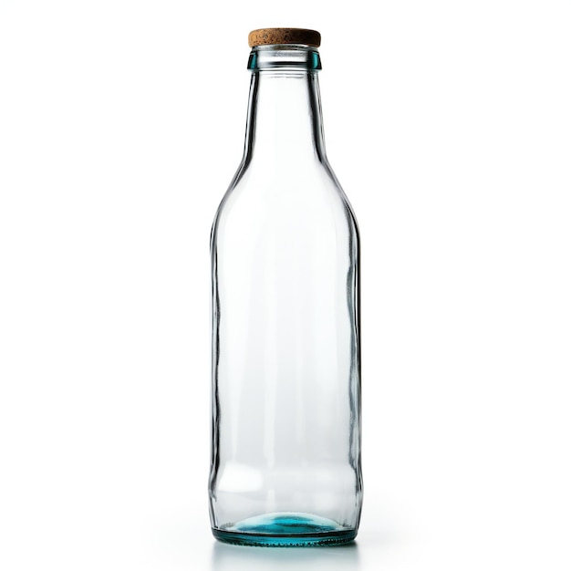 Empty glass bottle isolated on white background