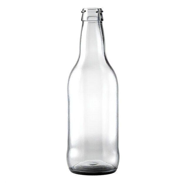 Empty glass bottle isolated on white background