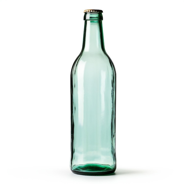 Empty glass bottle isolated on white background