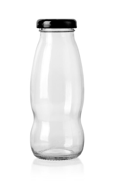 白で隔離される空のガラス瓶