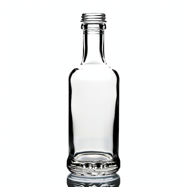 Photo empty glass bottle on a white background isolated object