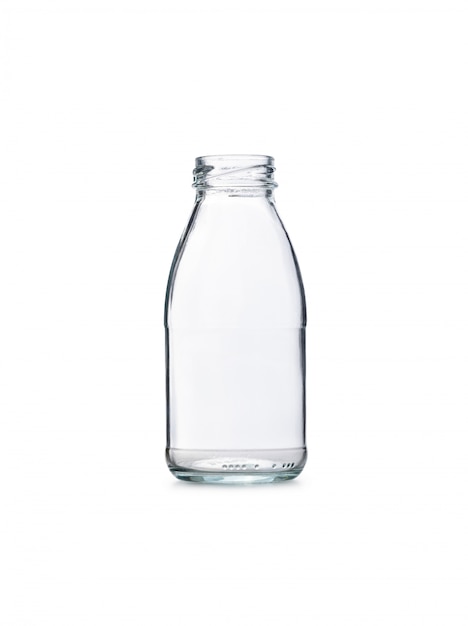 empty glass bottle on white background