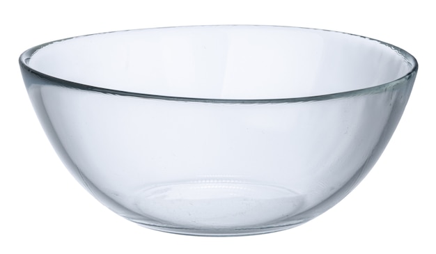 Empty glass bowl isolated on white