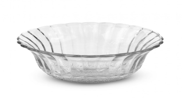 Empty glass bowl on the white