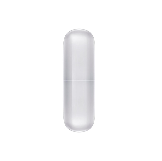 Photo empty glass capsule medical pill isolated on white