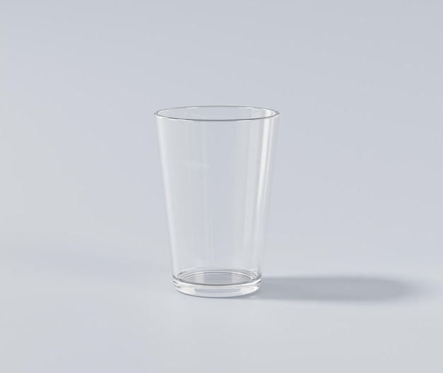 Empty glass cup, transparent bottle, 3d render, 3d rendering