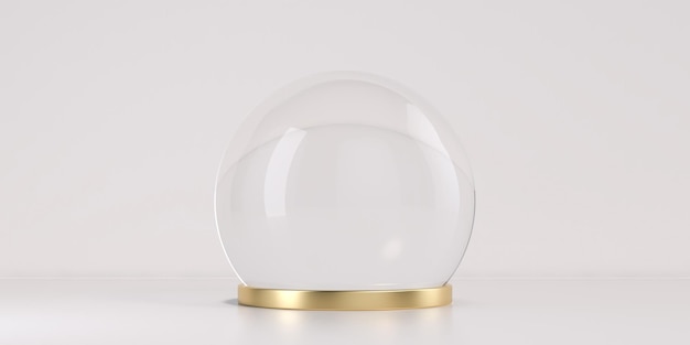 Empty glass dome design for product presentation case 3d\
rendering