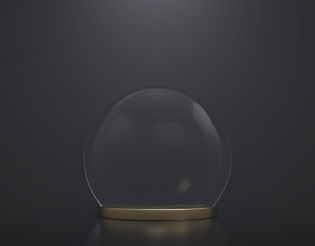 Empty glass dome design for product presentation case 3d rendering