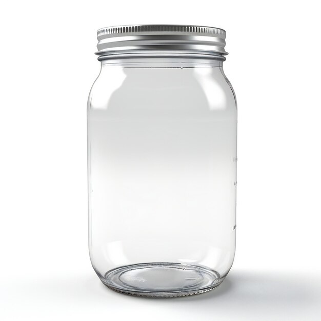 Photo empty glass jar isolated on white background