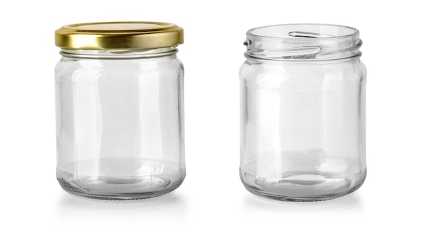 Empty Glass jar isolated with clipping path