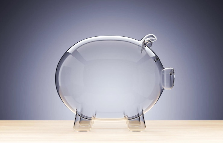 Photo empty glass piggy bank 3d render