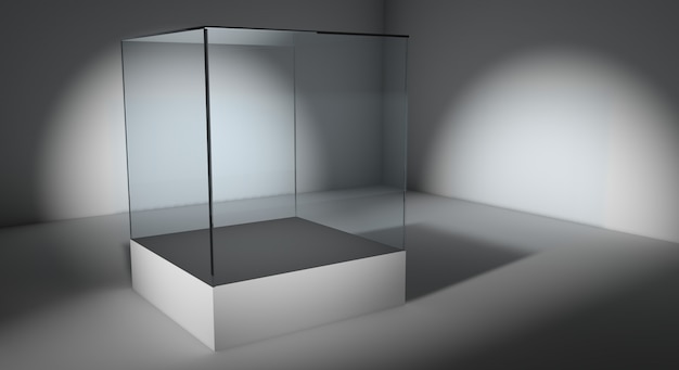 Photo empty glass showcase