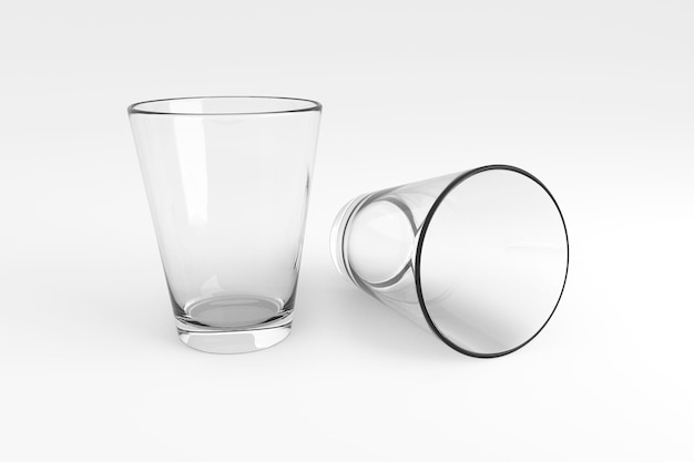 Empty glass on white background 3d render