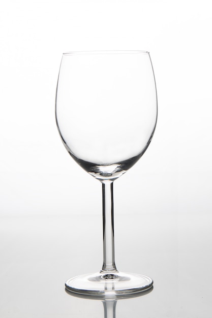 Empty glass for wine in white