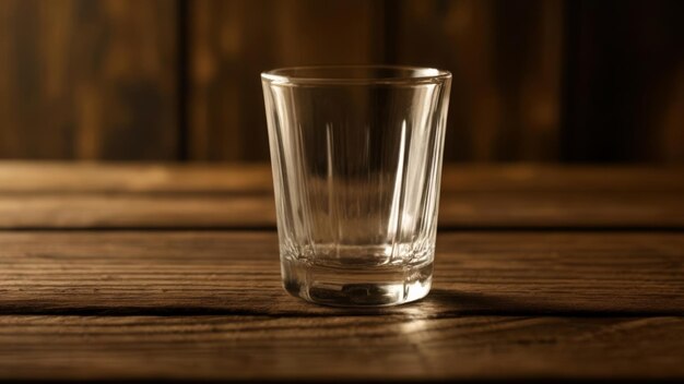 Empty glass on wooden surface