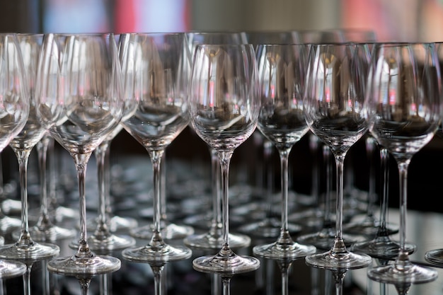 empty glasses wine in restaurant, glass water, campaign glass