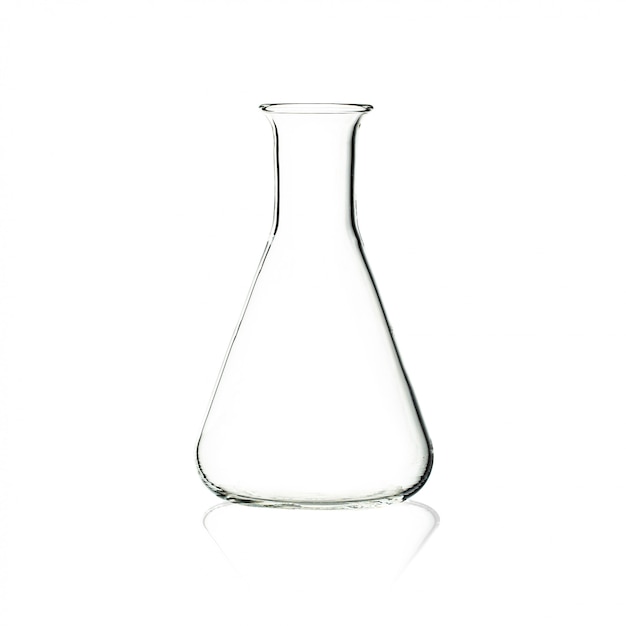 Empty glassware for science lab isolated on white background