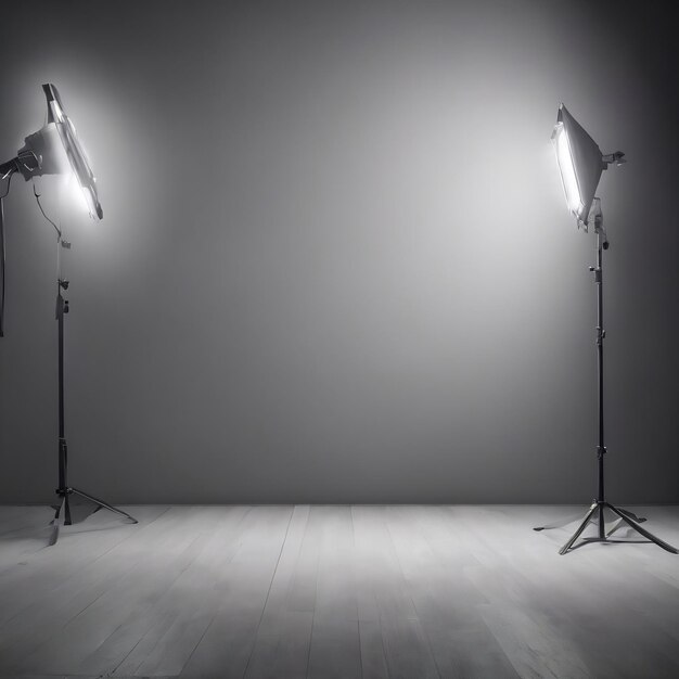 Empty gray background with studio lighting for product display or backdrop design