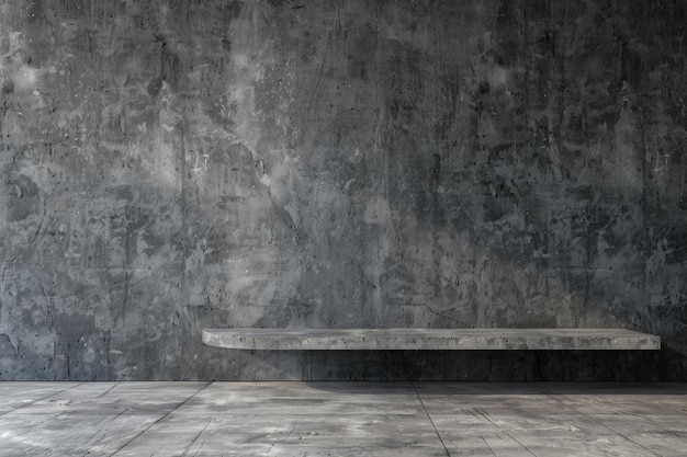 Фото Пустая серая комната с бетонным фоном и полкой для экспозиции