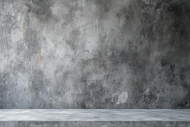 Empty gray wall studio with concrete backdrop and floor for product display