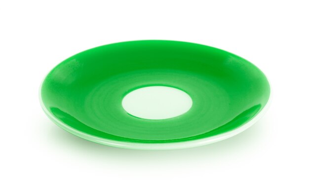 empty green plate isolated on white background