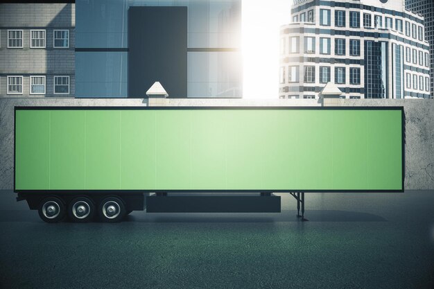 Photo empty green semitrailer