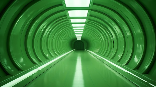 Empty green tunnel Technology futuristic background