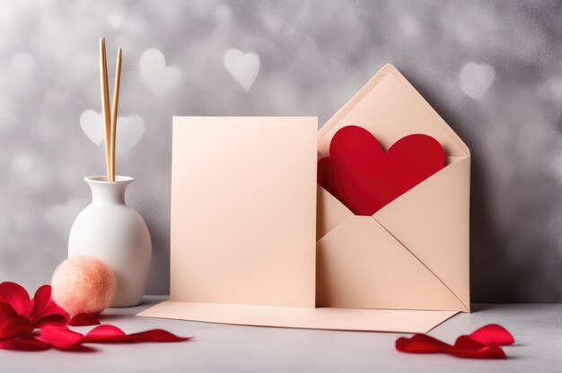사진 성 발렌타인 데이 를 위한 빈 축하 카드 모형