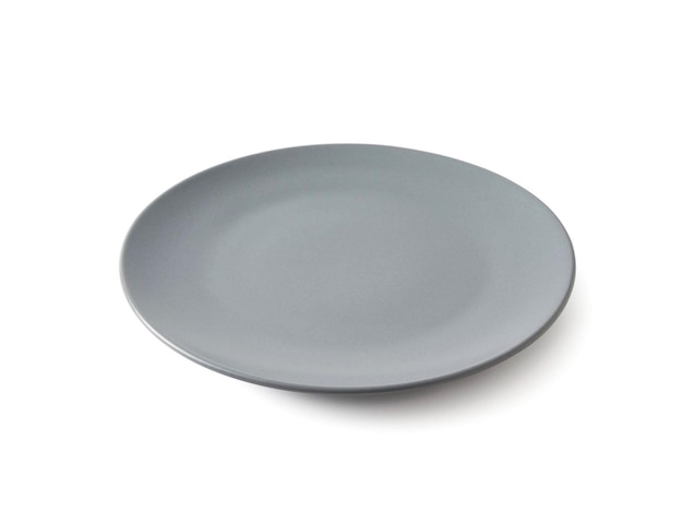 Empty Grey Ceramic Plate Clipping path isolated on white