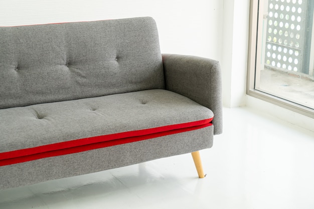 Photo empty grey sofa in living room